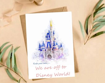 Holiday vacation Disneyworld announcement surprise magically inspired card personalised magic kingdom
