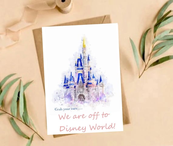 Holiday vacation Disneyworld announcement surprise magically inspired card personalised magic kingdom