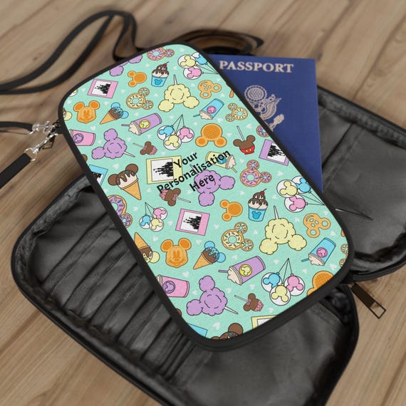 Personalised Passport Wallet Disney Park Snacks Inspired Fun Disneyland Disneyworld Cute Disney Lover Travel Case Vacation Accessory Holder