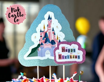 Disneyland castle Cake Topper,Custom Cake Topper, Birthday, Disney Cake Party Decor personalised any name waterproof thick card