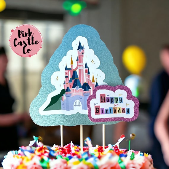 Disneyland castle Cake Topper,Custom Cake Topper, Birthday, Disney Cake Party Decor personalised any name waterproof thick card