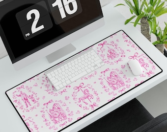 Whimsical Disneyworld Mousepad: Pink Patterned Desk Mat, Personalised Gift