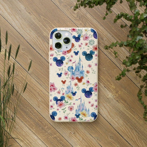 Biodegradable Phone Case, Eco-Friendly Mickey Mouse Floral Design, Sustainable Gift, Cute iPhone Cover, Disney Theme iphone samsung