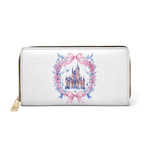 Disney inspired Cinderella Castle Zipper Wallet, Fairy Tale Accessory, Magical Gift for Disney Lovers, Wallet Organizer, Princess Theme