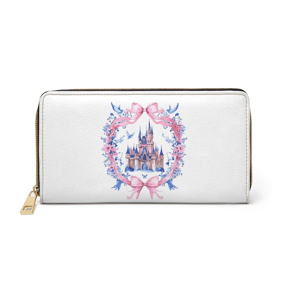 Disney inspired Cinderella Castle Zipper Wallet, Fairy Tale Accessory, Magical Gift for Disney Lovers, Wallet Organizer, Princess Theme