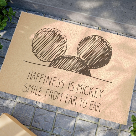 Happiness Is Mickey Smile Doormat | Disney Inspired Ear-to-Ear Door Mat
