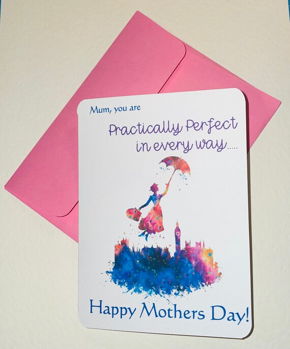 Magically inspired Mothers Day card personalised mary poppins