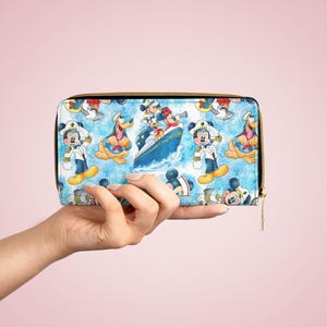 Cartera con cremallera, monedero inspirado en la línea de cruceros náuticos de Disney: monedero, tarjetero, billetera pequeña, organizador de viaje.