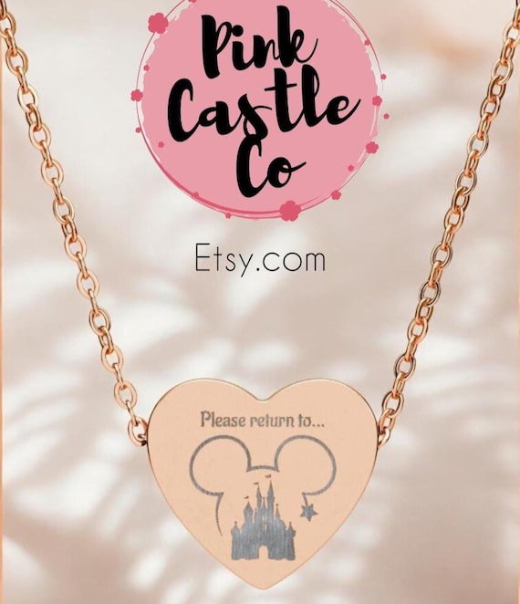 Disney-inspired Heart Necklace engraved pendant | Cute heart engraving