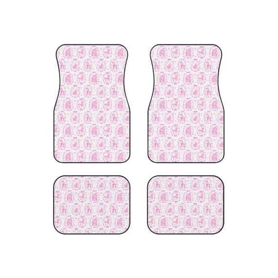 Pink Vintage Disney World Pattern Car Mats | Set of 4