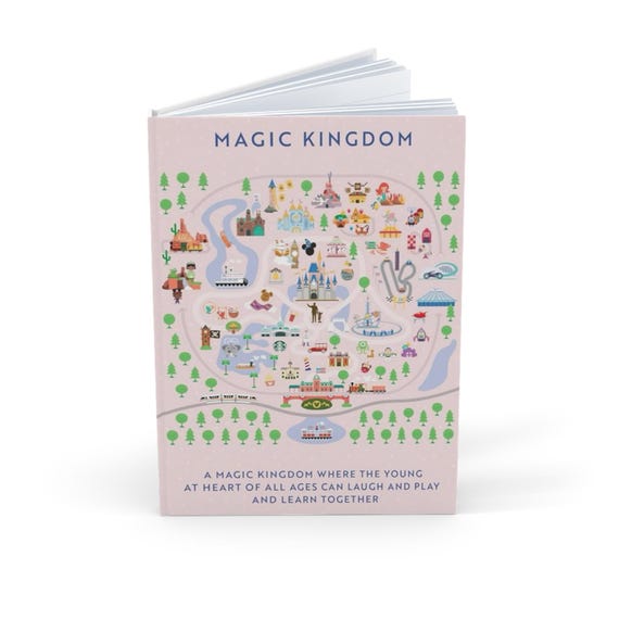 Disneyland Disney World Magic Kingdom Hardcover Journal, Notebook for Fun Cute Notes, Disney Themed Diary, A5 Notebook Gift for Disney Fan,