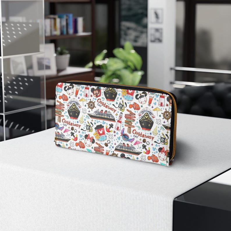 Disney Cruise Line Inspired Wallet, Fun Mickey Minnie Art, Vibrant Zipper Purse, Travel Accessories, Disney Fan Gift, Vacation Essentials image 5