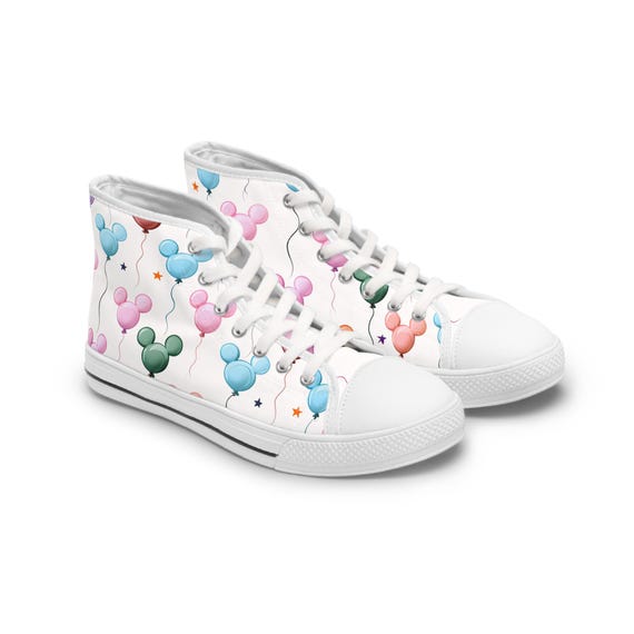 High Top Sneakers, disney park balloons inspired. Women's Shoes, Fashion Footwear, Cute Sneakers, Disney Fans Gift, Trendy Sneakers
