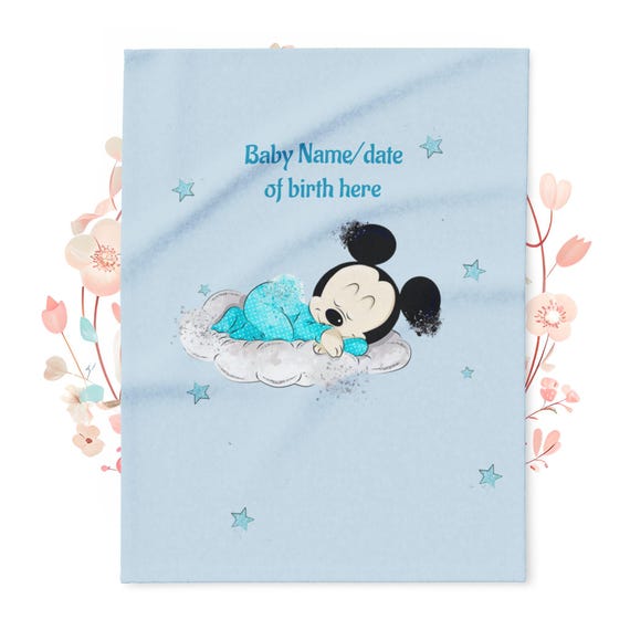 Fleece Blanket, Custom Mickey Mouse Baby Shower Gift, Personalized Nursery Decor, Cozy Newborn Blanket, Baby Keepsake