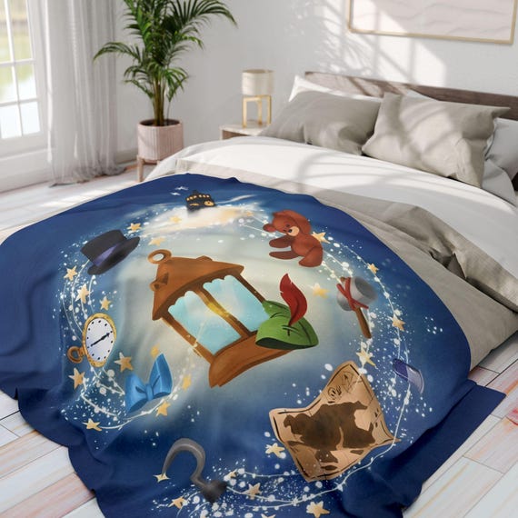 Fleece Blanket,Home Gift, Personalized Baby Adult Throw, Cozy Peter Pan Decor, Housewarming, Cute Fun New Baby Blanket, Winter
