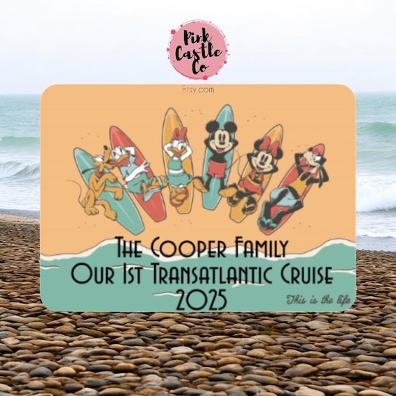 Disney Cruise Line Mickey Minnie Magnet | Personalized Waterproof Cabin Door Magnet 18x13cm | Stateroom Decor, Handmade Cruise Magnet