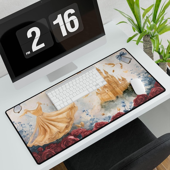 Beauty and the Beast Inspired Desk Mat - Magical French Style Mouse Mat, Disney Castle Whimsical Design, Office Decor, Work Accessories,