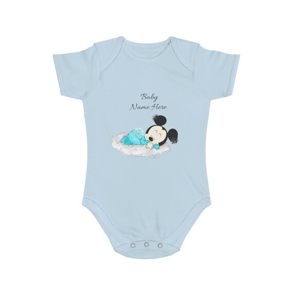 Adorable Sleeping Mickey Mouse Baby Bodysuit Personalized Gift for Newborns, Baby Shower Infant Outfit, Cute Baby Clothes, Summer Baby Wear