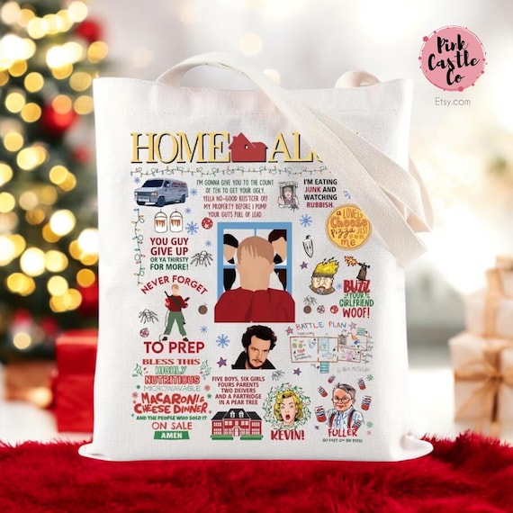 Home Alone Kevin Christmas Festive Canvas Tote Bag Foldable Reusable Shoulder Bag For Shopping Travel Daily Commute Perfect Gift Stylish