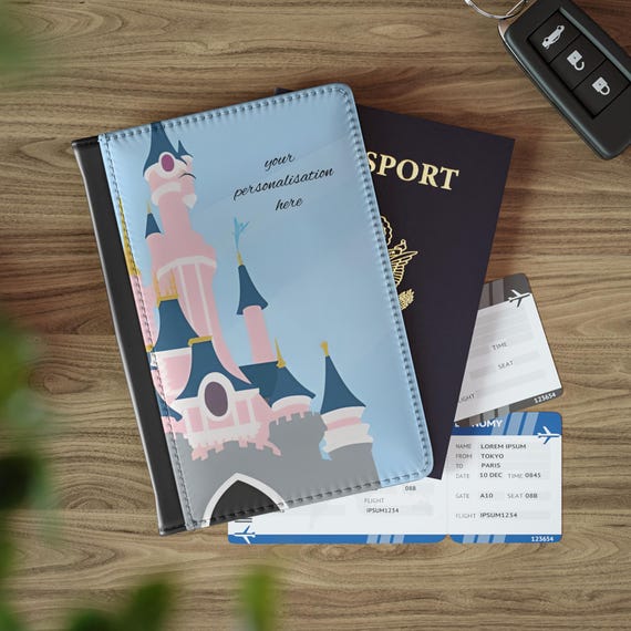 Disneyland Paris Castle Passport Cover: Faux Leather Travel Wallet