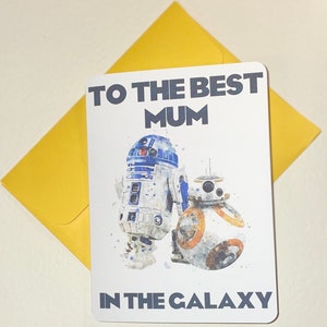 Droids de Star Wars personalizados com cartão de Dia das Mães com inspiração mágica