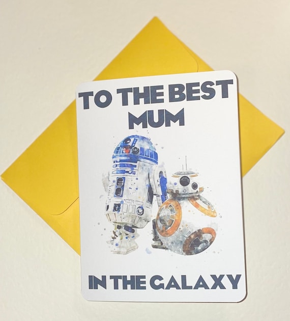 Magically inspired Mother's Day card personalised star wars droids