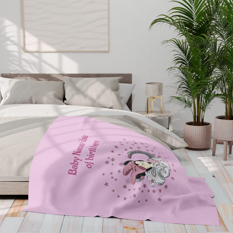 Custom Minnie Mouse Fleece Blanket, Personalized Baby Shower Gift image 4