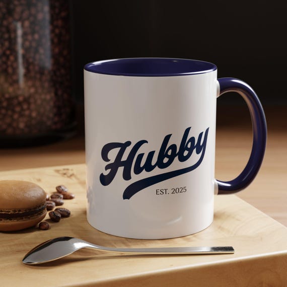 Hubby Script Logo Mug | Accent Coffee Mug, Personalized Year