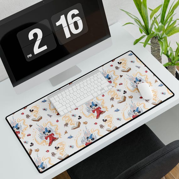 Personalized Sorcerer Mouse Desk Mat, Disney Inspired Mouse Pad, Large Office Desk Mat, Cute Disney Workspace Decor