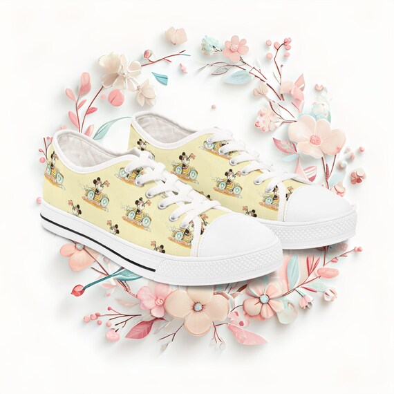Disney Mickey Mouse race car inspired Women's Sneakers,Theme Park Fun Shoes,Cute Low Top Tennis Shoes,Disney Fan Gift,Disney Vacation