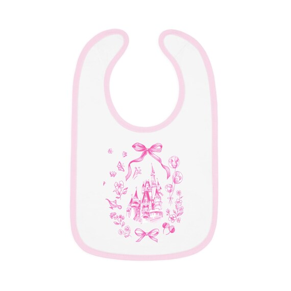 Baby Bib, Disney Castle Design, Shower Gift, Gender Neutral Infant Feeding Accessory, Personalized, vintage style, elevated baby