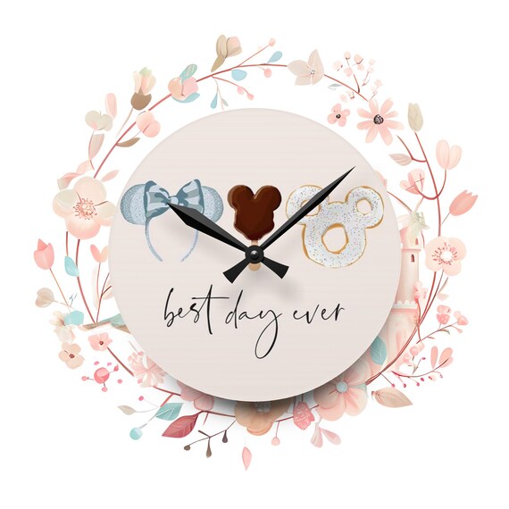 Disney Inspired Acrylic Wall Clock, Best Day Ever, Whimsical Clock, Home Decor, Kids Room Decor, Gift for Disney Fans