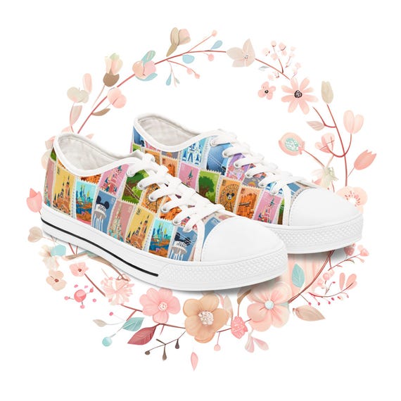 Disney Women's Sneakers, Theme Park Fun Shoes, Cute Low Top Tennis Shoes, Disney Fan Gift, Disney Vacation Sneakers