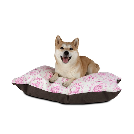 Disney World Toile Floral Pattern Pet Bed | Pink Decorative Dog Cat Pillow