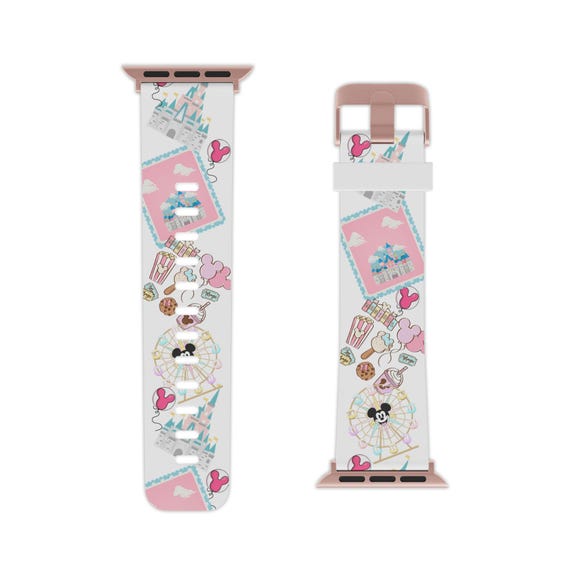 Pink Disney Castle Collage Watch Band for Apple Watch | Park Castle Ride Theme