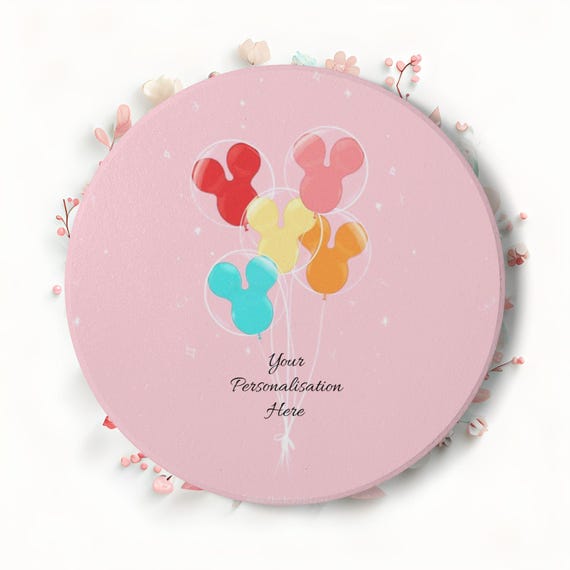Disneyworld park balloons inspired Ceramic Coaster,Happiest Place on Earth Drink Mat,Home Décor Kitchen Accessory,Gift Present, personalised