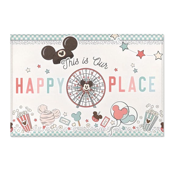 Disneyland Area Rug - Magical Happy Place, Cozy Living Room Accent, Gift for Fans, Playroom Decor, Cute Fun Rug, Disney Home Decor, Area