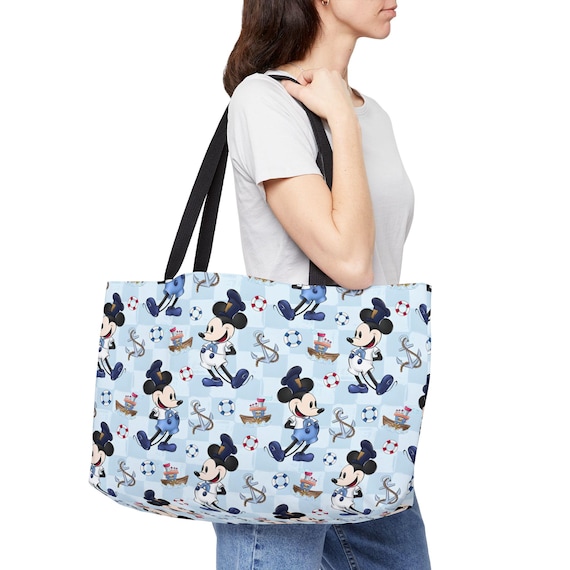 Sailor Mickey Pattern Weekender Tote Bag | Nautical Disney Cartoon Cosmetic Beach Bag