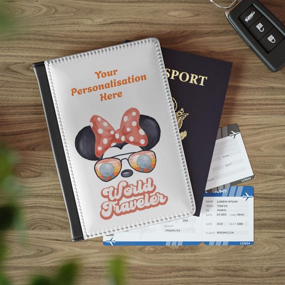 Personalized Disney Epcot-Inspired Passport Cover, Travel Gift, World Traveler Accessory, Custom Name Holder,Adventure Travel Essential,Cute