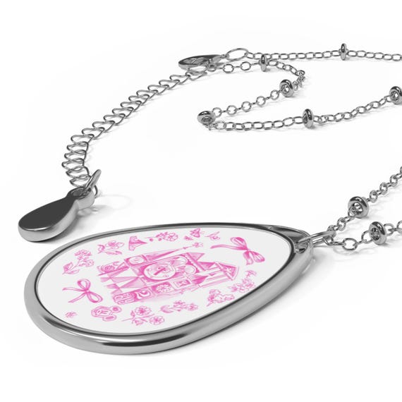 Necklace Pendant,Disney Inspired Small World Clock,Jewellery,Oval Pendant Necklace,Fairy Tale Necklace, Magical Jewellery,Enchanted Necklace