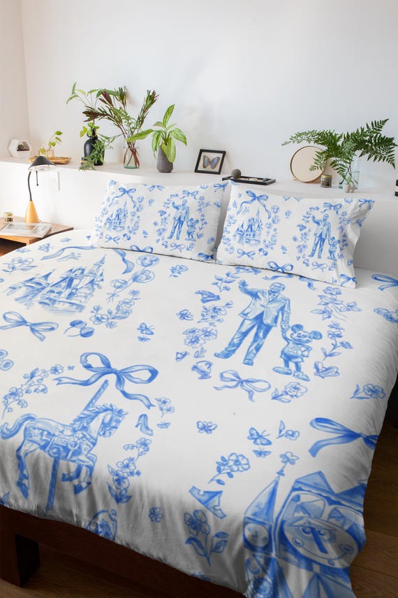 Disney Park Toile Cottage Pattern Quilt Cover Set | Quilt Cover