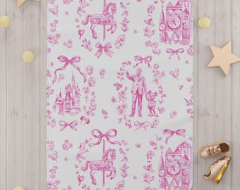 Pink Disneyworld Inspired Toddler Blanket: Soft Nursery Decor