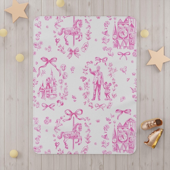 Pink Disneyworld Mickey Walt Inspired Toddler Blanket,Soft Nursery Décor,Baby Gift,Cosy Playroom Accents,Birthdays small world carousel ride