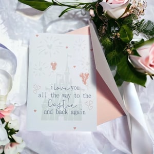 Magisch inspirierte Hochzeit Verlobung Liebe handgemachte Karte Zauberreich Aschenbrödels Schloss Zauberreich