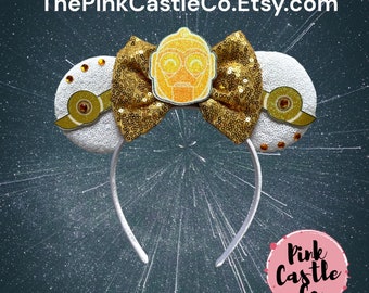 Character Disney ears headband magic kingdom park adult children C3PO