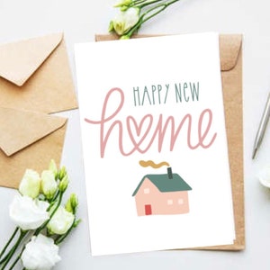 Carte Happy New Home faite main-personnalisée-pendaison de crémaillère-style bohème-