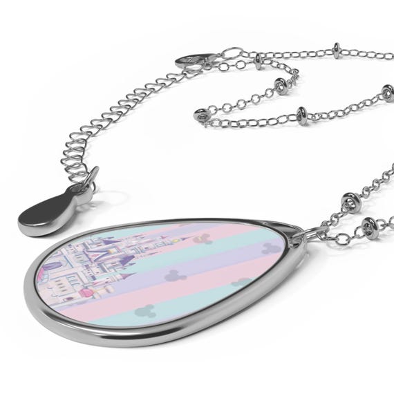 Oval Necklace, Disney Castle Fairytale Inspired Pendant, Gift for Disney Fans, Magical Jewelry, Enchanted Necklace, Princess Necklace, Gift