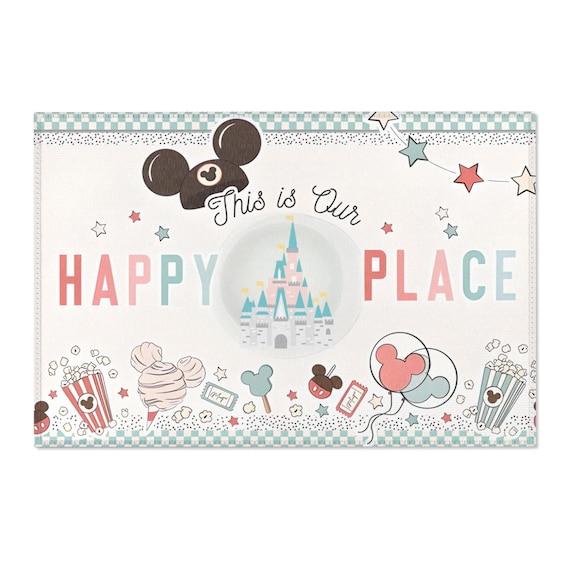 Disney World Area Rug - Magical Happy Place, Cozy Living Room Accent, Gift for Fans, Playroom Decor, Cute Fun Rug, Disney Home Decor, Area