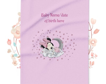 Kundenspezifische Minnie Maus Fleece-Decke, personalisiertes Babypartygeschenk