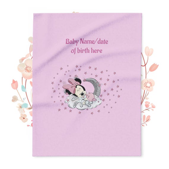 Fleece Blanket, Custom Minnie Mouse Baby Shower Gift, Personalized Nursery Decor, Cozy Newborn Blanket, Baby Keepsake